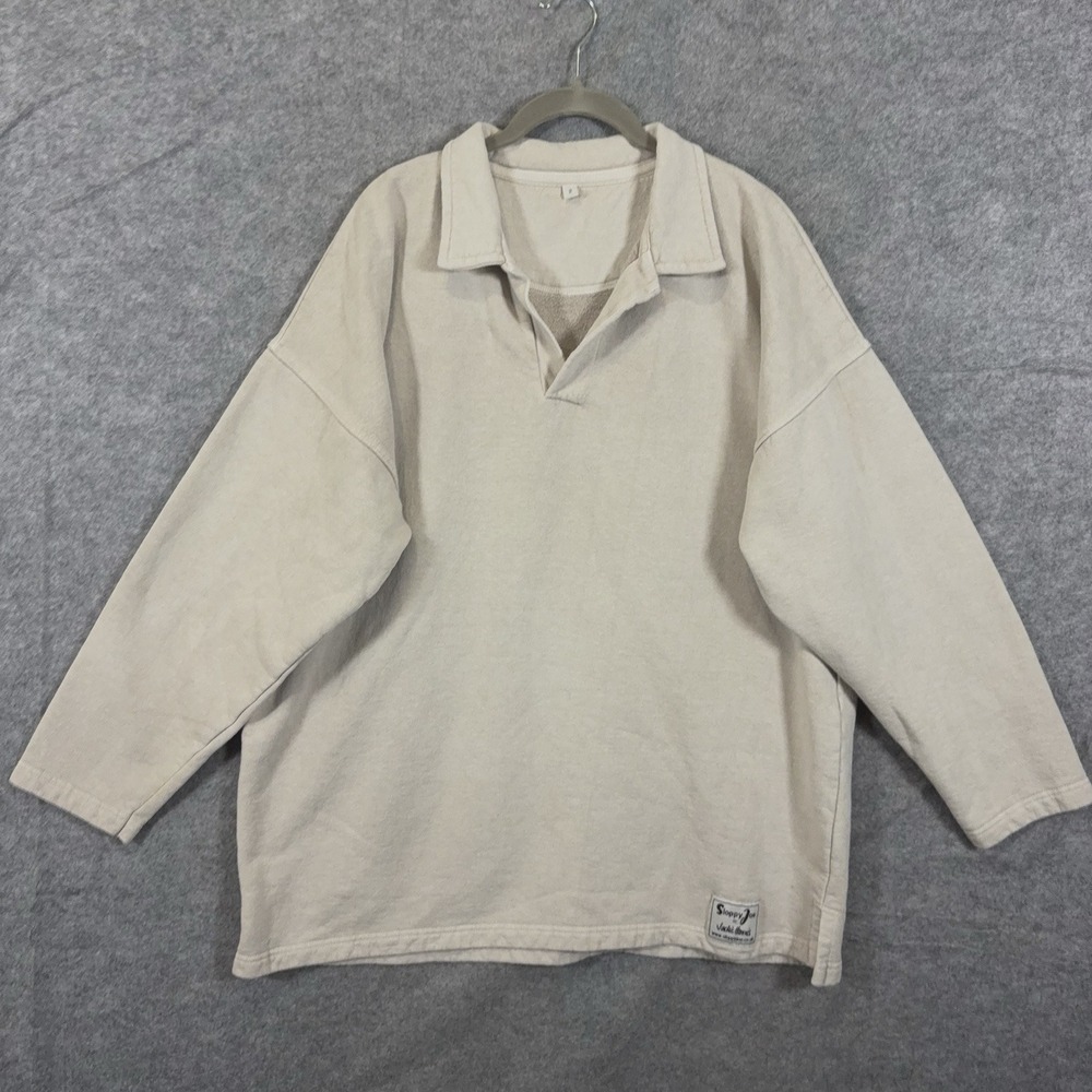 Sloppy Joe by Jackie Harris Sweatshirt Women Sz 2 Beige Oversized Organic Cotton
